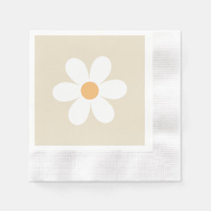 Retro daisy tan boho napkin