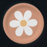 Retro Daisy terracotta Paper Plate<br><div class="desc">Groovy One Retro Sunshine Rainbow Daisy inspired first birthday party plates.</div>