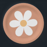Retro Daisy terracotta Paper Plate<br><div class="desc">Groovy One Retro Sunshine Rainbow Daisy inspired first birthday party plates.</div>