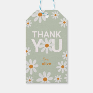 Retro Daisy Thank You Favour Tag