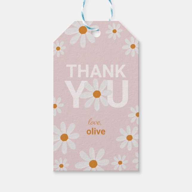 Retro Daisy Thank You Favour Tag (Front)