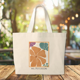  Retro Daisy Watercolor Teacher Tote Bag