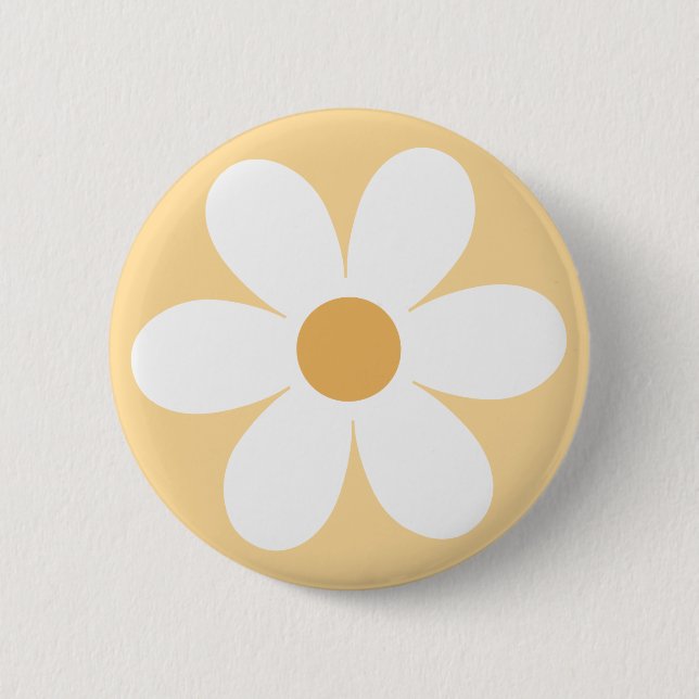 Retro daisy yellow boho 6 cm round badge (Front)