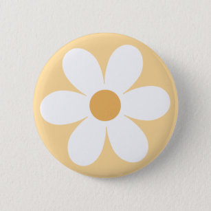 Retro daisy yellow boho 6 cm round badge