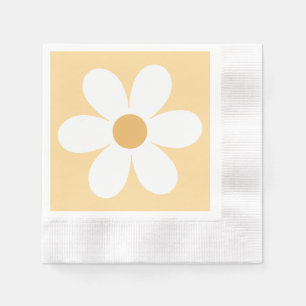 Retro daisy yellow boho napkin