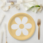 Retro daisy yellow boho paper plates<br><div class="desc">Retro inspired first birthday plates with 70's style daisies and boho fonts and colours.</div>