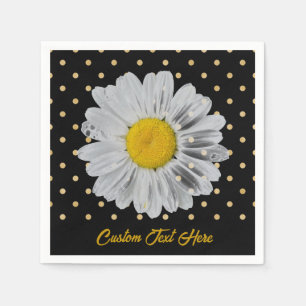 Retro Daisy Yellow Bright Gold Black Polka Dots Napkin