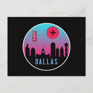Retro Dallas City Texas Skyline Cityscape Souvenir Postcard