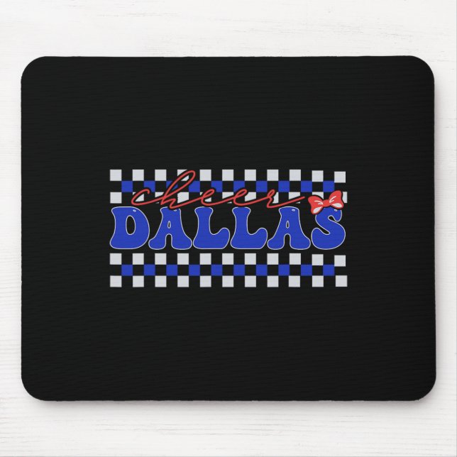Retro Dallas Coquette Bow Cheer Tee Cheerleader Ch Mouse Mat (Front)