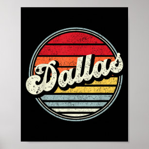 Retro Dallas Home State Cool 70s Style Sunset Men Poster
