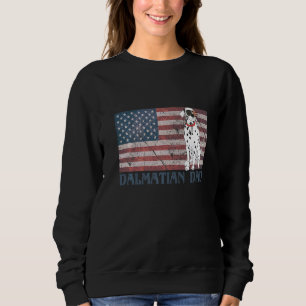Retro Dalmatian Dad Usa Flag Dalmatian Dog Dad Fat Sweatshirt