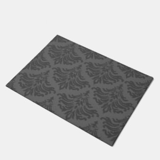 Retro Damask Brocade Steel Charcoal Grey Doormat