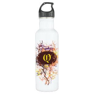 Retro Damask Pattern with Monogram Letter Q 710 Ml Water Bottle
