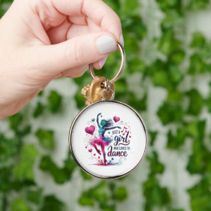 Retro Dance Just A Girl Who Loves to Dance Key Ring