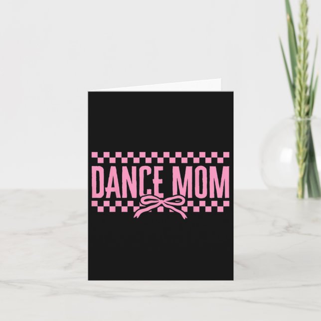 Retro Dance Mum Coquette Bow Chequered Dance Mama  Card (Front)