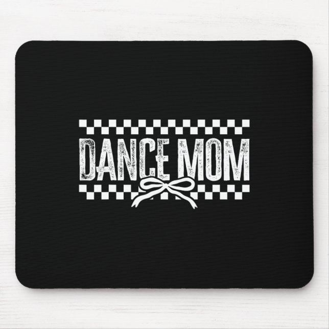 Retro Dance Mum Coquette Bow Chequered Dance Mama  Mouse Mat (Front)