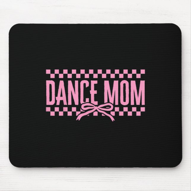 Retro Dance Mum Coquette Bow Chequered Dance Mama  Mouse Mat (Front)