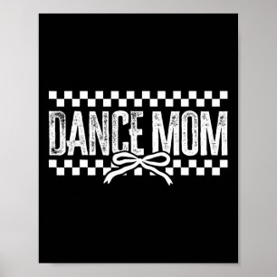 Retro Dance Mum Coquette Bow Chequered Dance Mama Poster
