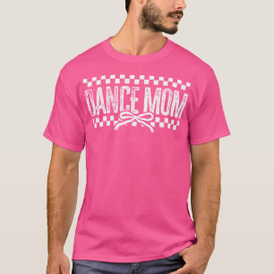 Retro Dance Mum Coquette Bow Chequered Dance Mama T-Shirt
