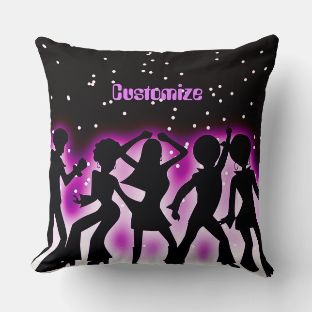 Retro Dance Party Pink  Cushion (Front)