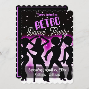 Retro Dance Party Pink Invitation