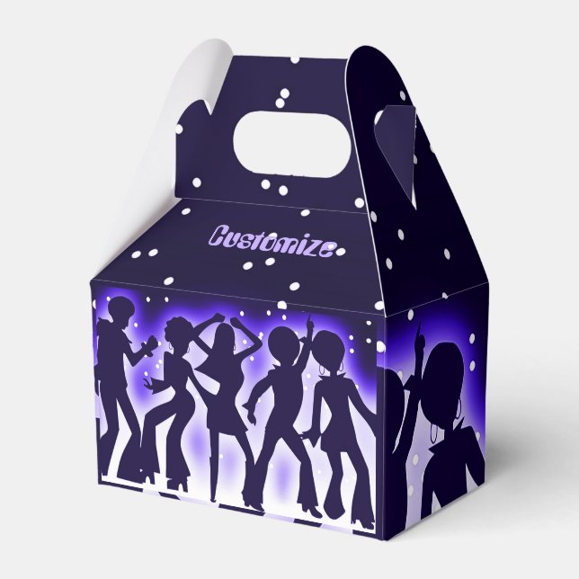 Retro Dance Party Purple Gable Favour Box (Front Side)