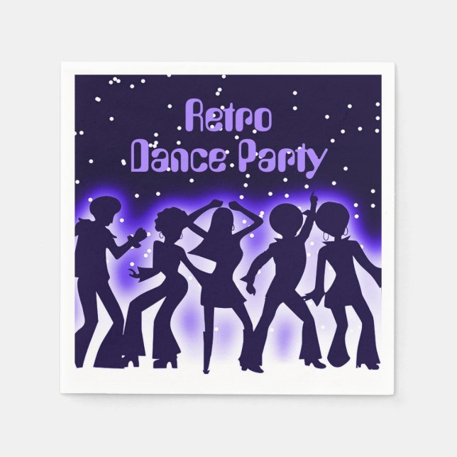 Retro Dance Party Purple Napkin (Front)