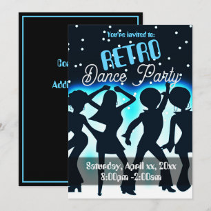 Retro Dance Party Teal Invitation