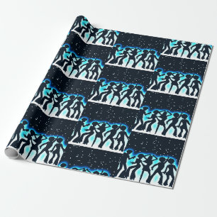 Retro Dance Party Teal Wrapping Paper