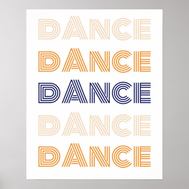 Retro Dance Typography Blue Orange Poster (Front)