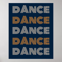 Retro Dance Typography Blue Orange Poster