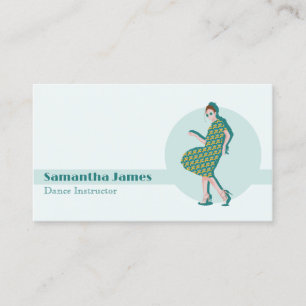 Retro Dancing Green Custom  Business Card