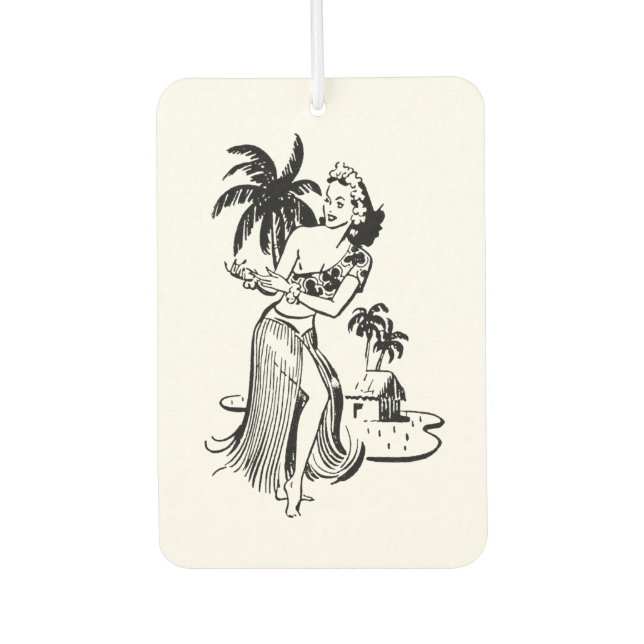 Retro Dancing Hula Girl Car Air Freshener (Front)