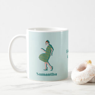 Retro Dancing Queen Green Custom Name Coffee Mug
