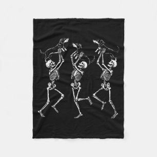 Retro Dancing Skeletons Dachshund Cute Halloween D Fleece Blanket