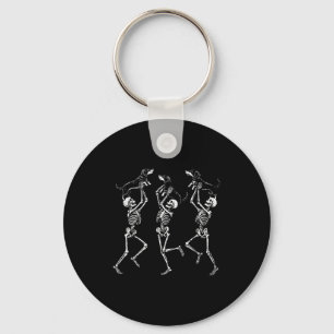 Retro Dancing Skeletons Dachshund Cute Halloween D Key Ring