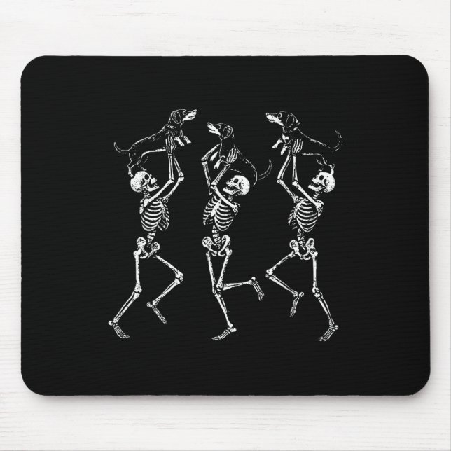 Retro Dancing Skeletons Dachshund Cute Halloween D Mouse Mat (Front)