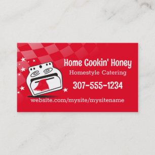 retro dancing stove oven business card brown, H...