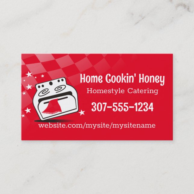 retro dancing stove oven business card brown, H... (Front)