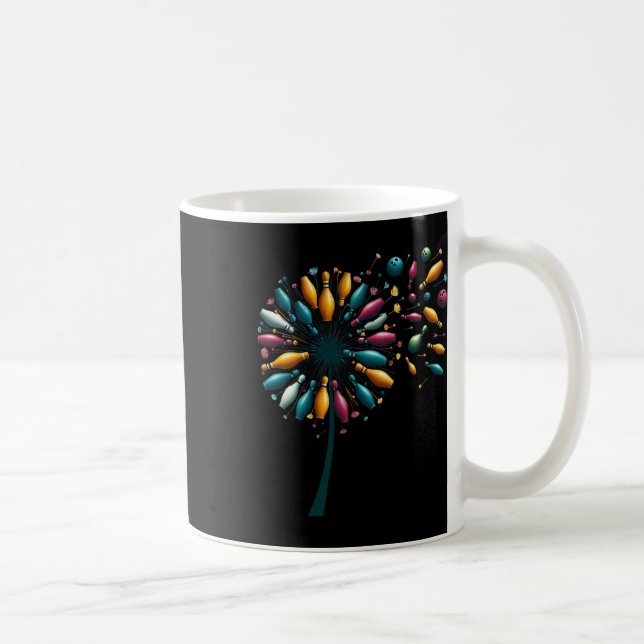 Retro Dandelion Bowling Pins Bowler Bowling Player Coffee Mug (Right)