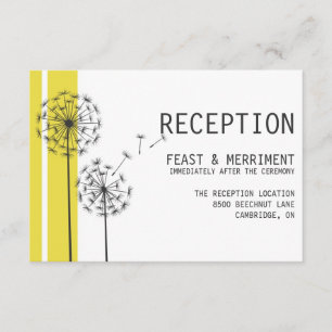 Retro Dandelions Yellow Minimalist Reception Card