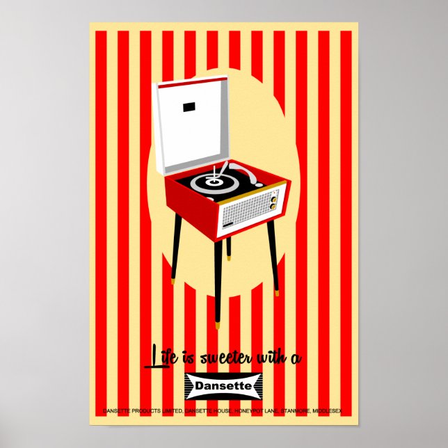 Retro Dansette record player Pop Art poster (Front)