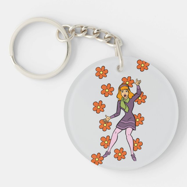 Retro Daphne Scooby-Doo Flower Power Keychain (Front)