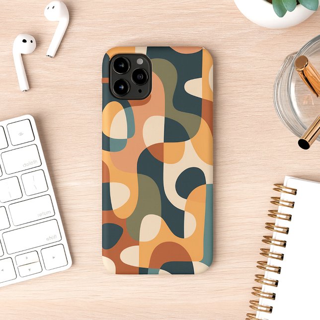 Retro Dark Colours Amorphous Shapes Art Pattern iPhone Case (Creator Uploaded)