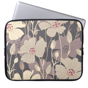 Retro Dark Floral: Seamless Pattern Laptop Sleeve