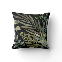 Retro Dark Sage Floral Fern Botanical Foliage