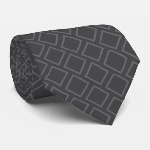 Retro Dark Squares On Dark Grey Neck Tie