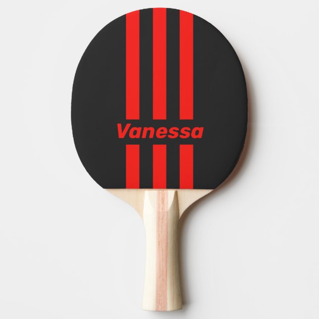 Retro Dark Three Pin Stripes with Name Ping Pong Paddle (Front)