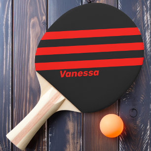 Retro Dark Three Stripes with Name Ping Pong Paddle