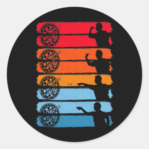 Retro Dart Throwing Dartboard Bullseye Darts Classic Round Sticker